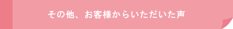 その他、お客様から頂いた声